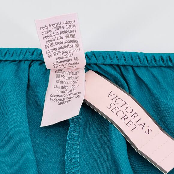 Victoria's Secret Women's Green Satin Sleep Shorts/Boxers with Lace - Size S NWT - Picture 7 of 10